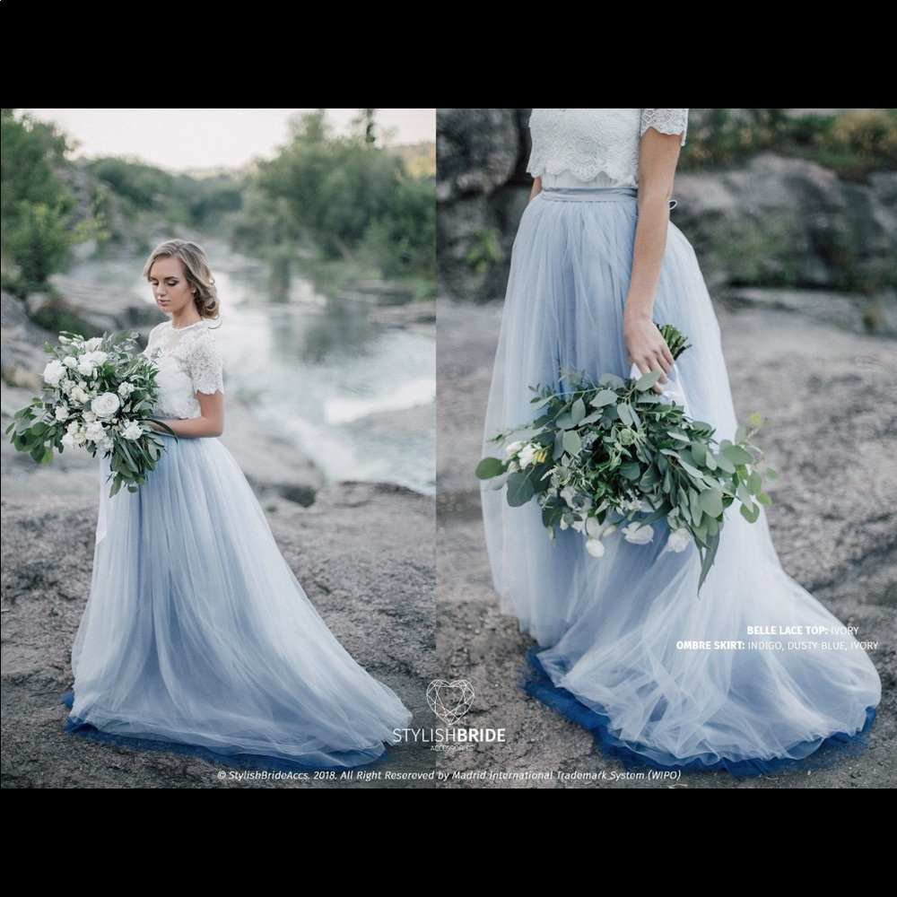 Blue ombré tulle skirt with train!!!